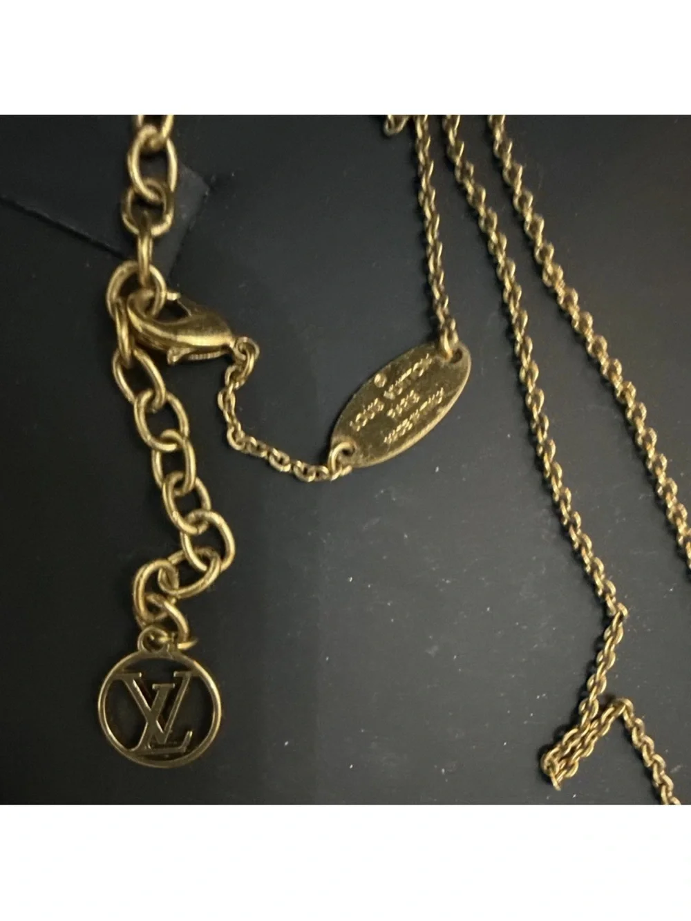 Louis Vuitton Necklace Nanogram M63141 Gold/Silver Tone Cable Chain Tag Pendants - Picture 3 of 5